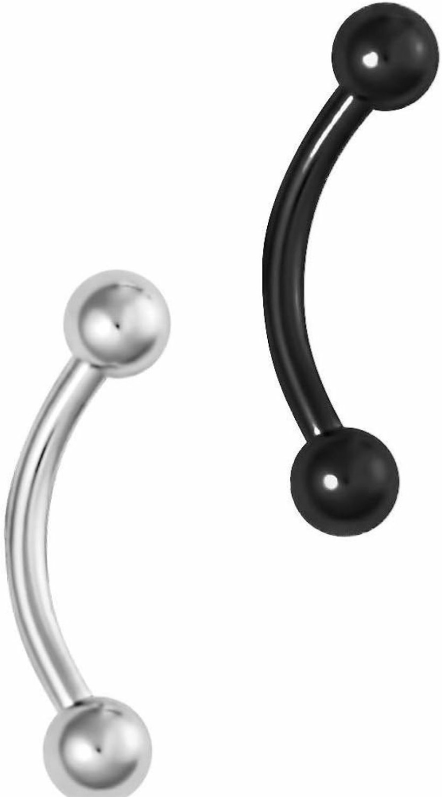 Forbidden Body Jewelry Set Of 2: 16G 8Mm Daith Earring, Eyebrow Ring And Rook Piercing Jewelry, Double Ball Curved Barbells | Body Piercing Barbells