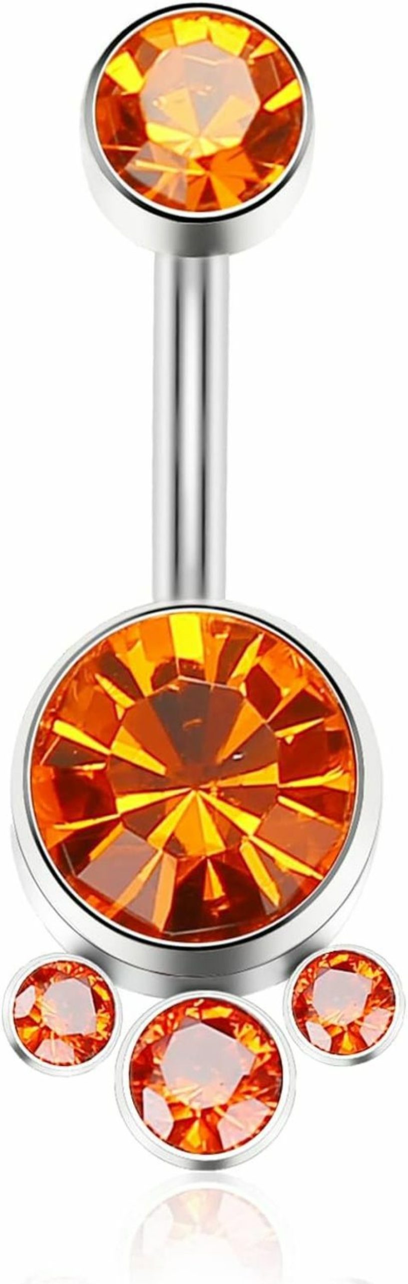 ZYTAIJEW Zytaijew Hypoallergenic G23 Titanium Internally Threaded 14G 10Mm Belly Button Rings Petite Navel Bezel Orange/White/Pink Cz Ring For Women Body Piercing Jewelry Astm F136 Cubic Zirconia Belly Bars | Body Piercing Barbells