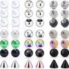 Ocptiy Ocptiy 14G Mix Color Replacement Balls Jewelry Piercing Stainless Steel & Clear Acrylic Barbell Parts For Industrial Barbell/Nipple Rings/Tongue Rings 42Pcs | Body Piercing Barbells