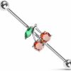 Pierced Owl Pierced Owl 14Ga 316L Stainless Steel Cz Crystal Cherry Industrial Barbell | Body Piercing Barbells