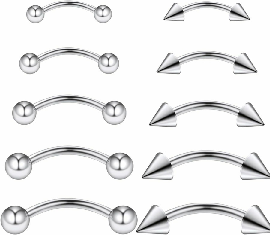 Yaalozei Yaalozei 16G 14G Eyebrow Rings Rook Piercing Jewelry Surgical Steel Curved Barbells Snake Eye Tongue Rings Vertical Lip Belly Rings Cartilage Helix Daith Earrings Piercing Jewelry For Women Men | Body Piercing Barbells