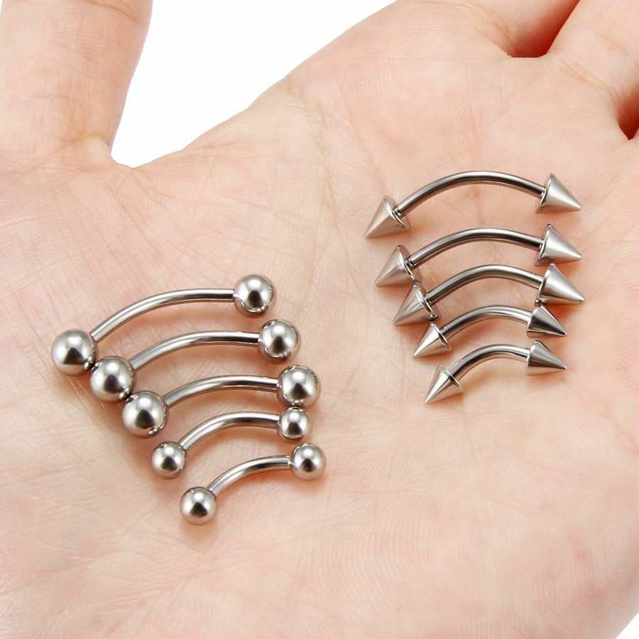 Yaalozei Yaalozei 16G 14G Eyebrow Rings Rook Piercing Jewelry Surgical Steel Curved Barbells Snake Eye Tongue Rings Vertical Lip Belly Rings Cartilage Helix Daith Earrings Piercing Jewelry For Women Men | Body Piercing Barbells