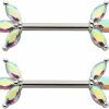 Pierced Owl Pierced Owl 14Ga 316L Stainless Steel Triple Cz Crystal Marquise Ends Nipple Barbells, Sold As A Pair | Body Piercing Barbells