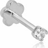 AVORA Avora 14K Yellow/White Gold Simulated Diamond Cz Cartilage Piercing Flat Back Earring Body Jewelry (18 Gauge) | Body Piercing Barbells