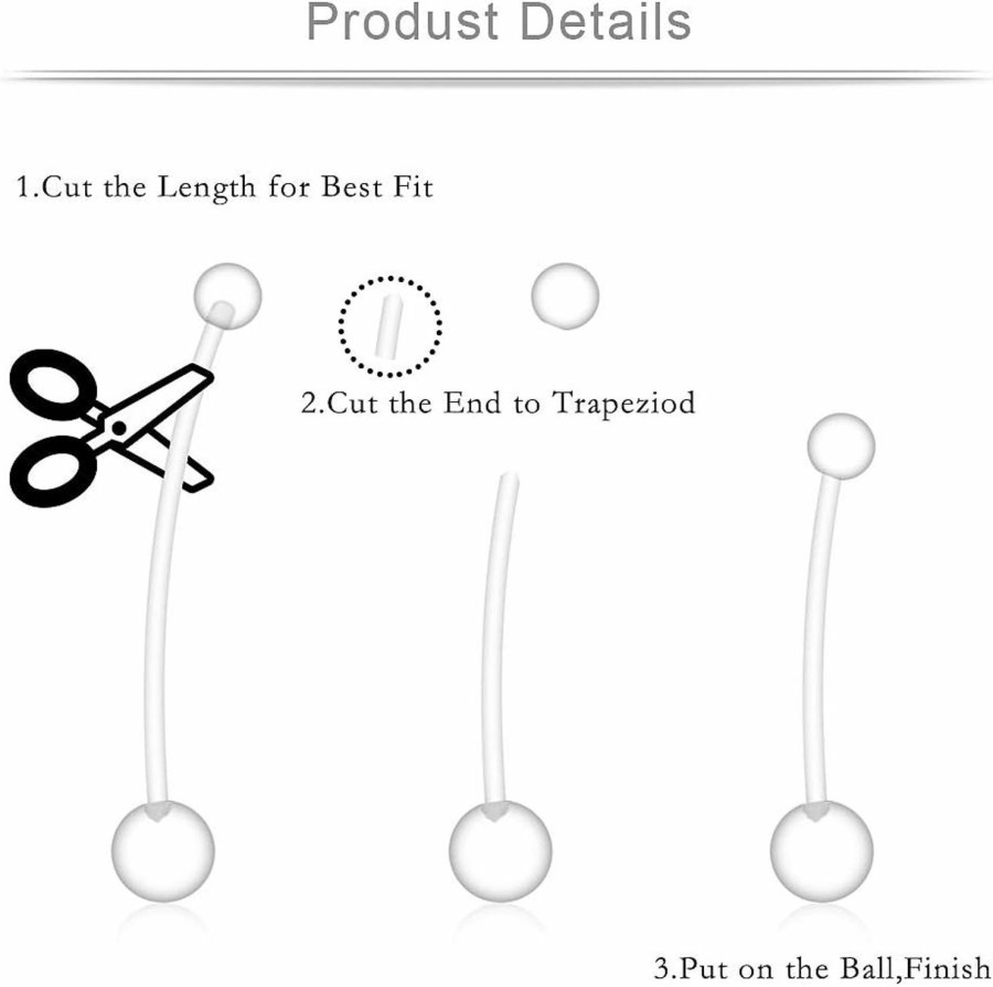 Ruifan Ruifan 5-10Pcs Pregnancy Sport Maternity Flexible Bioplast Belly Navel Button Ring Retainer 14G 1 1/2Inch (38Mm) | Body Piercing Barbells