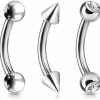 Forbidden Body Jewelry Forbidden Body Jewelry Value Pack 3Pc Surgical Steel Ball/Spike/Crystal Curved Barbells (Pick Gauge/Length) | Body Piercing Barbells