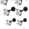 Cisyozi Cisyozi 18G Screw Back Earrings Studs For Women Surgical Steel Flat Back Stud Earrings Silver Cartilage Helix Tragus Earlobe Earrings Studs Piercings For Women Men Cubic Zirconia Size 3Mm 4Mm 5Mm 6Mm | Body Piercing Barbells