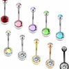 OUFER Oufer Belly Button Rings Pack 14G Surgical Steel Shiny Cz Belly Rings Jewelry Crystal Balls Navel Piercing Jewelry | Body Piercing Barbells