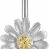 CRMAD Crmad Sterling Silver Daisy Belly Button Rings Flower Piercing Jewelry For Women Girls Hypoallergenic | Body Piercing Barbells