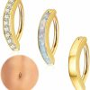 Jstyle Jstyle 3Pcs 14G Clicker Belly Button Ring For Women Gold 316L Surgical Steel Belly Rings Cute Cz Opal Small Hoop Belly Button Rings Simple Reverse Navel Rings Body Belly Piercing Jewelry | Body Piercing Barbells