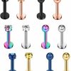 Ruifan Ruifan 12-24Pcs 16G 3Mm Ball & Cubic Zirconia Labret Monroe Lip Ring Tragus Helix Earring Stud Barbell Piercing Jewelry Bar Length 6-10Mm | Body Piercing Barbells