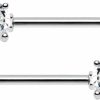 Body Candy Body Candy Stainless Steel Clear Accent Barbell Nipple Ring Set 14 Gauge 9/16\" | Body Piercing Barbells