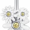 YAFEINI Yafeini Daisy Belly Button Ring Sterling Silver Navel Ring Piercing Body Jewelry Gifts For Women | Body Piercing Barbells