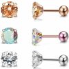 LOYALLOOK Loyallook 5 Pairs Stainless Steel Cubic Zirconia Stud Earring Ear Piercings For Women 5 Colors 4-8Mm | Body Piercing Barbells