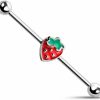 Pierced Owl Pierced Owl 14Ga 316L Stainless Steel Enamel Strawberry Industrial Barbell | Body Piercing Barbells