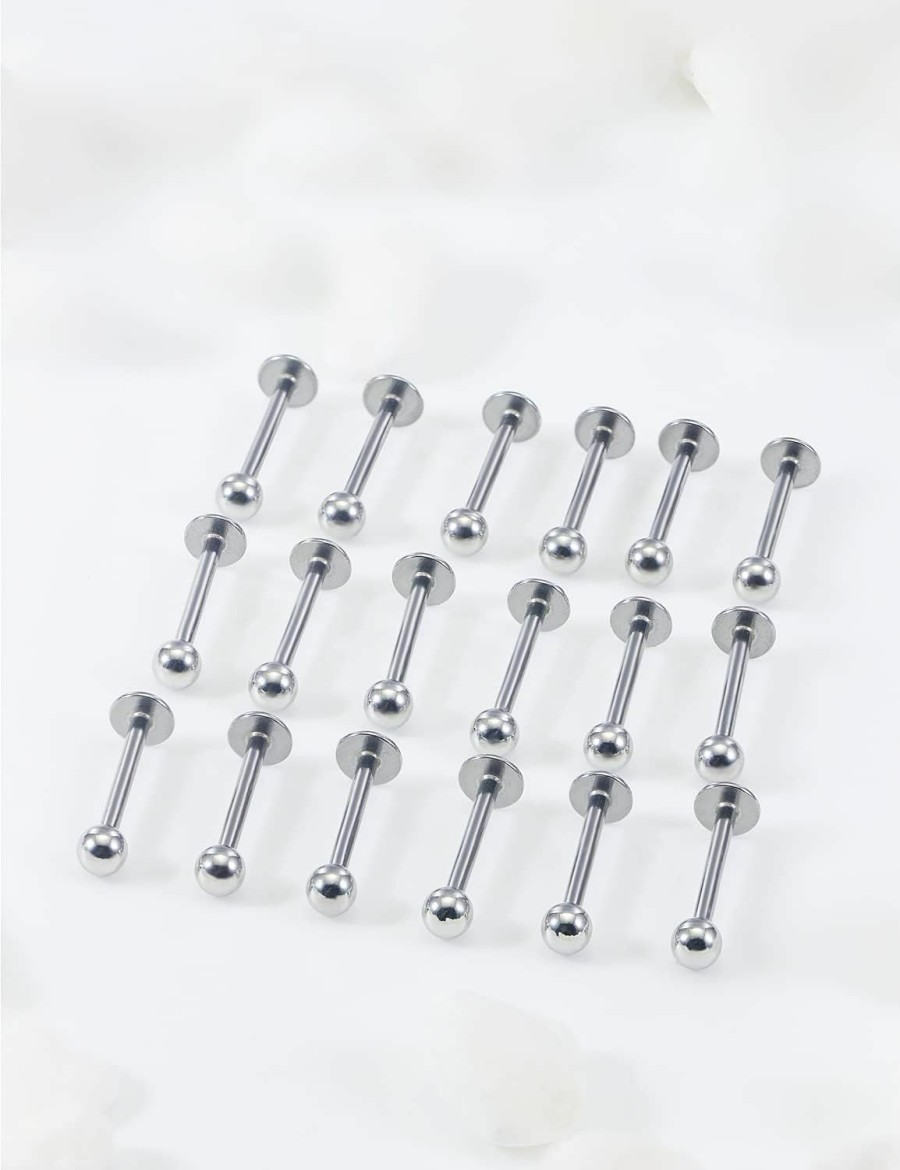 Yaalozei Yaalozei 20G 16G 14G 12G Lip Labret Monroe Medusa Ring Studs 316L Surgical Steel Tragus Helix Cartilage Earring Tongue Cheek Dimple Piercings Jewelry Bar Length 6Mm 8Mm 10Mm 12Mm 14Mm 16Mm 19Mm 18Pcs | Body Piercing Barbells