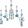 XIGUA MELON Xigua Melon 5Pcs Female Button Navel Ring, 316L Medical Steel Body Piercing Dream Catcher Belly Button Set | Body Piercing Barbells