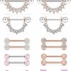 Lcolyoli Lcolyoli 8 Pairs 14G 16G Surgical Steel Nipplerings Cz Nipple Piercing Barbell Dangle Nipple Rings For Women | Body Piercing Barbells