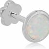 AVORA Avora 14K Gold Created Opal Cartilage Piercing Flat Back Earring Body Jewelry (18 Gauge) | Body Piercing Barbells