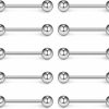 Ruifan Ruifan 316L Stainless Steel Tongue Nipple Shield Barbell Ring Bar Body Piercing Retainer 14G 10Pcs | Body Piercing Barbells