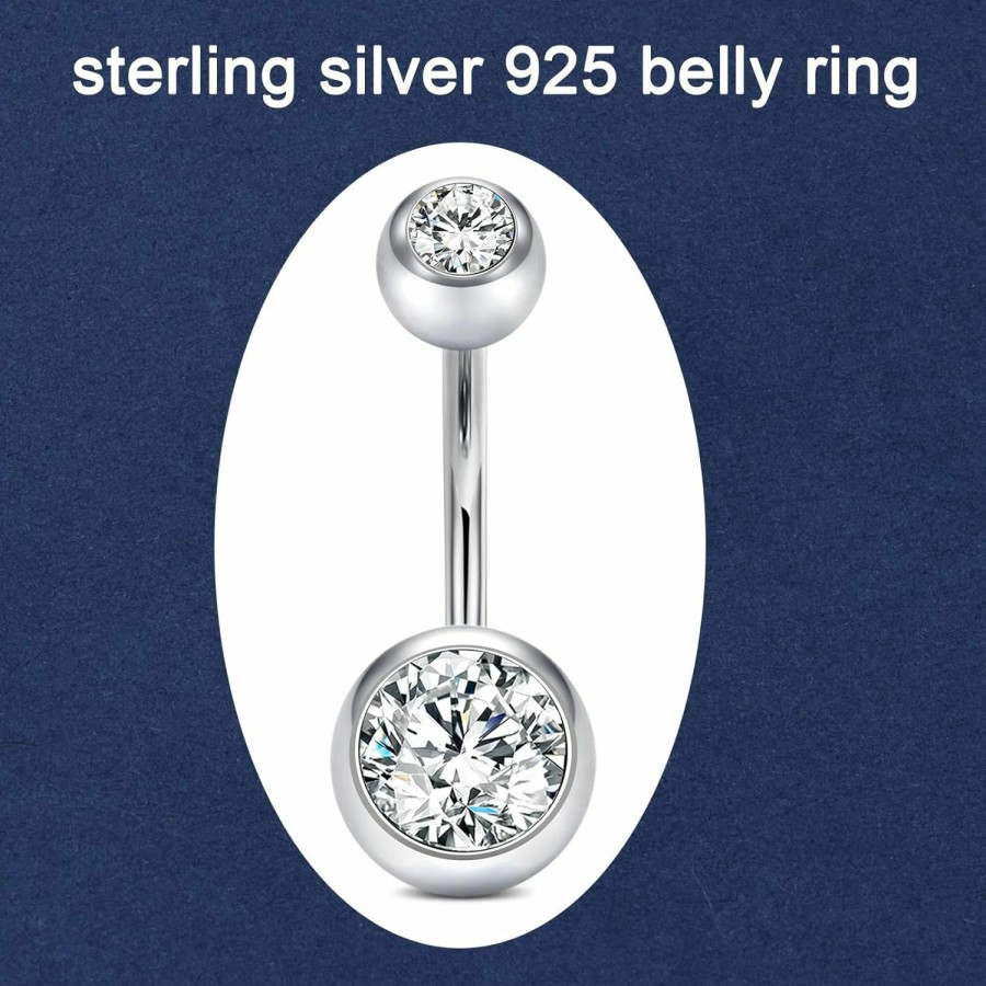 QWALIT Qwalit Sterling Silver Belly Button Ring Sterling Silver Belly Rings Short Bar Belly Button Piercing Sterling Silver 925 Navel Ring Belly Jewelry 6Mm 8Mm | Body Piercing Barbells