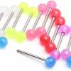 CrazyPiercing Crazypiercing Tongue Rings Barbell Nipple Bars 12Pcs Glow In The Dark 14G Bioflex Acrylic Or Stainless Steel Piercing Rings Jewelry | Body Piercing Barbells