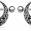 Pierced Owl Pierced Owl Vintage Filigree Crescent Moon Nipple Shields, Sold As A Pair (Antique Silver Tone) | Body Piercing Barbells