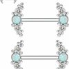 GAGABODY Gagabody Pair 14G Nipple Rings G23 Titanium Internally Threaded Nipple Barbells 12Mm-18Mm Bridge Piercing Jewelry Straight Nipple Bar For Women Men Nipple Piercing Jewelry With Cz/Opal | Body Piercing Barbells