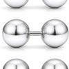 Yaalozei Yaalozei 3Pcs 12G Stainless Steel Externally Threaded Straight Barbell Tragus Ring Cartilage Jewelry W 6Mm 8Mm 10Mm Big Balls | Body Piercing Barbells