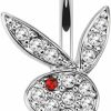 Playboy Playboy Belly Button Ring Multi Paved Gems On Bunny (Goldtone Cr) | Body Piercing Barbells