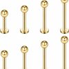 Ruifan Ruifan 4Prs(8Pcs) 16G 316L Stainless Steel 3Mm Ball Labret Monroe Lip Tragus Helix Earring Stud Barbell Ring Body Piercing Jewelry Kit Bar Length 6Mm/8Mm/10Mm/12Mm | Body Piercing Barbells