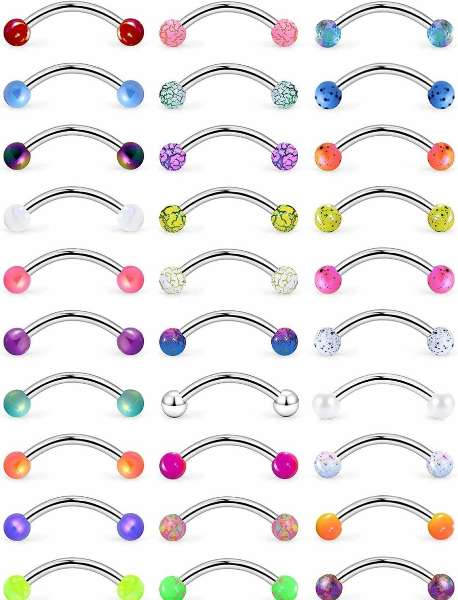 Vsnnsns Vsnnsns 16G Surgical Steel Daith Rook Earring Piercing Curved Barbell Eyebrow Rings Tragus Forward Helix Piercing Jewelry For Women Men 6Mm 8Mm 10Mm 30Pcs | Body Piercing Barbells