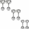 Ruifan Ruifan 18G Stainless Steel Cubic Zirconia Tragus Earrings For Women Helix Earring Stud Body Jewelry Piercing Set 4Mm 5Mm 6Mm 3Pairs | Body Piercing Barbells