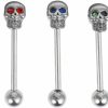 BESTOYARD Bestoyard 5 Pcs Stainless Steel Skull Diamonds Tongue Rings Barbell Piercing Tongue Bars Body Percing Jewelry Mixed Color For Halloween Party Supplies | Body Piercing Barbells