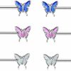 COLORFUL BLING 3 Pcs Set Butterfly Nipple Barbell 14G Colorful Charming Nipple Piercing Animals Jewelry Nipple Ring Bar Body Piercing Jewelry For Women Girls | Body Piercing Barbells