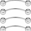 Ruifan Ruifan 316L Surgical Steel Curved Barbell Snake Eyes Tongue Ring Piercing 16G 14G 4-16Pcs | Body Piercing Barbells