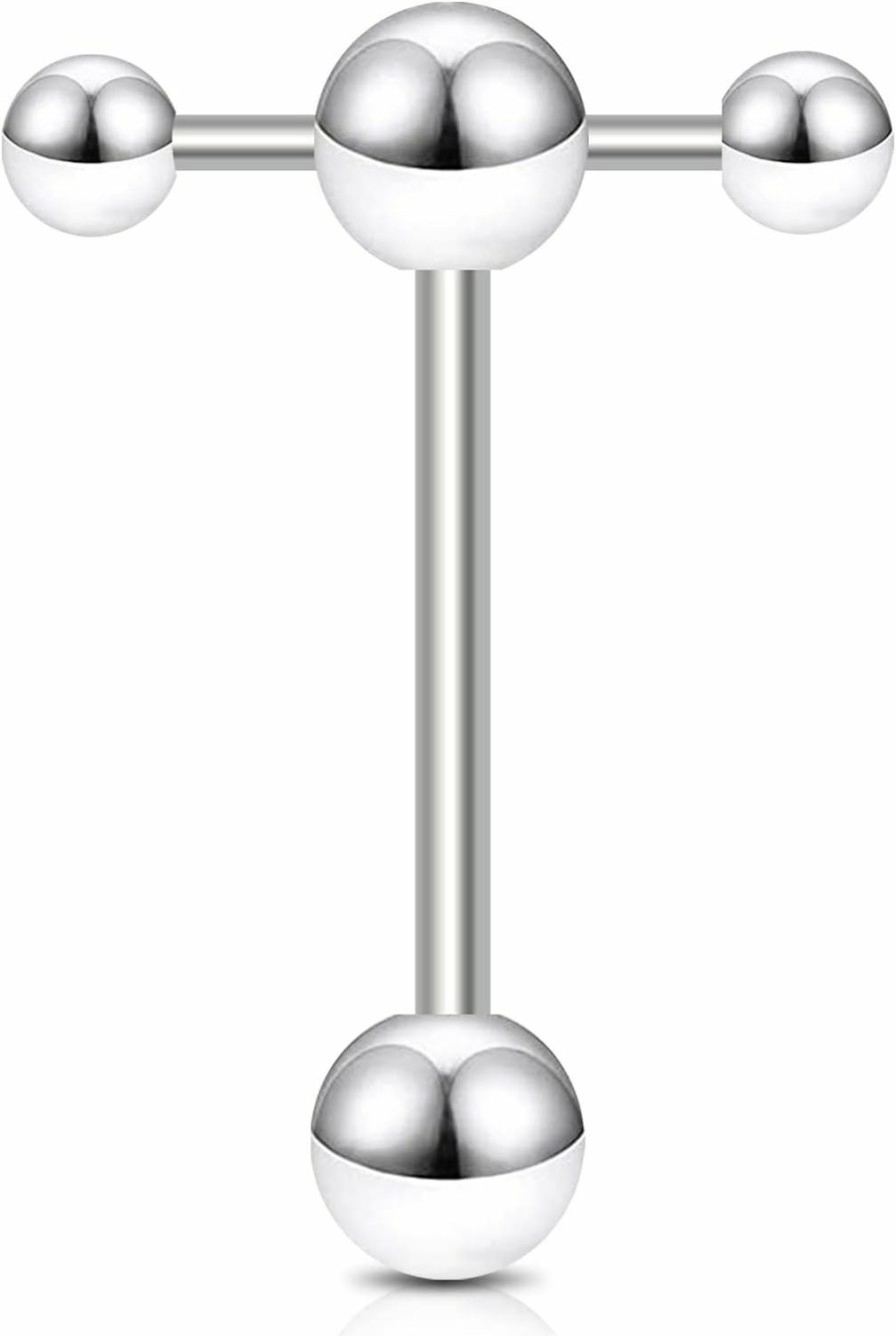 CrazyPiercing Crazypiercing Tongue Teaser 316L Surgical Steel Double Barbell With Slave Ring | Body Piercing Barbells