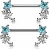 Pierced Owl Pierced Owl - 14G Stainless Steel Cz Crystal Shooting Star End Nipple Barbells, Sold As A Pair | Body Piercing Barbells