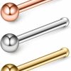 Ruifan Ruifan 22G 316L Surgical Steel Nose Stud Ring Bone Pin With 1.8Mm Ball Top Piercing Jewelry 2-6Pcs | Body Piercing Barbells