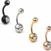 Ruifan Ruifan 14G Birthstone Crystal Ball Belly Button Rings Navel Barbell Body Jewelry Piercing | Body Piercing Barbells