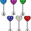 Niaspi Niaspi 6Pcs Heart Surgical Steel 14G 16Mm Tongue Ring Fasionable Glitter Assorted Colors Barbell Tongue Cartilage Tragus Studs Rings Body Piercing Jewelry | Body Piercing Barbells