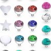 Dyknasz Dyknasz 21Pcs 14G Grade 23 Titanium Dermal Anchor Tops Synthetic Stone Internally Threaded Mixcolor Gem For Women Men, Moon/Heart/Star/Flat/Ball/Cz/Opal/Marble Stone | Body Piercing Barbells