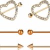 sutify Sutify 3 Pairs Nipple Rings Heart Shaped Nipple Jewelry 316L Surgical Steel Barbell Ring Bar Nipplerings Body Piercing Jewelry For Women Men 14G Rhinestone Nipple Studs | Body Piercing Barbells