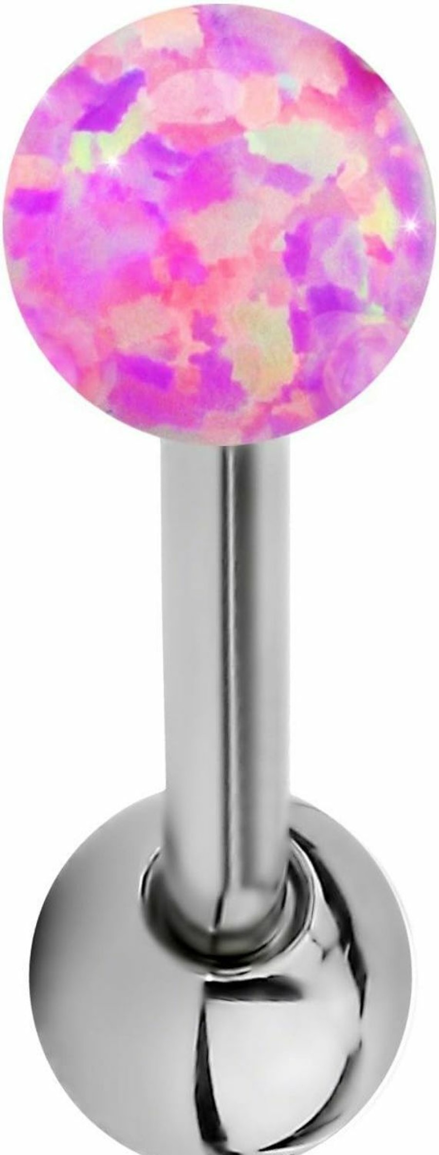 Forbidden Body Jewelry Forbidden Body Jewelry 14G 16Mm (5/8 Inch) Resin Imitation Opal Ball Top Tongue Ring Barbell, 5Mm End Balls | Body Piercing Barbells