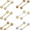 CrazyPiercing Crazypiercing 12Pcs Stainless Steel Tongue Ring Barbell Retainer Body Piercing Jewelry 14G | Body Piercing Barbells