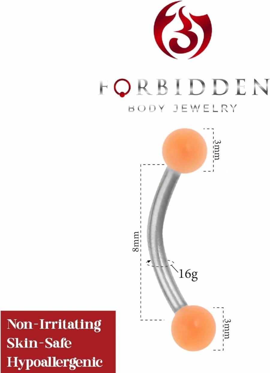 Forbidden Body Jewelry 16G Titanium Daith Earring, Eyebrow Ring And Rook Piercing Jewelry, 8Mm Double Ball Barbell | Body Piercing Barbells