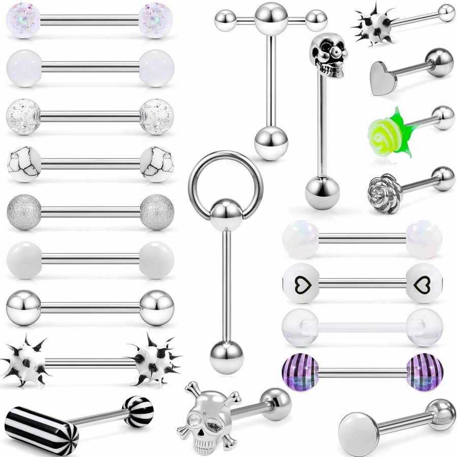 Leiainely Leiainely Tongue Rings Tongue Piercing Jewelry Tongue Rings For Women Tongue Ring Tongue Piercing Tounge Rings Tongue Rings Surgical Steel Tounge Ring Tongue Jewelry Tongue Rings For Men | Body Piercing Barbells