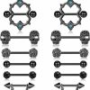 ORAZIO Orazio 7 Pairs 14G Nipplerings For Women Stainless Steel Heart Shape Cz Tongue Nipple Rings Barbell Piercing Body Jewelry | Body Piercing Barbells