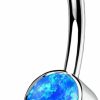 Designfy Designfy G23 Titanium 14G Dangle Teardrop Belly Button Ring For Women, Cubic Zircon Internally Threaded Belly Button Navel Body Piercing Jewelry | Body Piercing Barbells