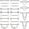 MONAZEO Monazeo 22Pcs 14G Surgical Steel Nipple Rings Body Piercing Jewelry For Women With Cute Heart | Body Piercing Barbells